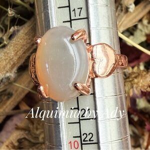Rose gold Agate gem cabochon ring